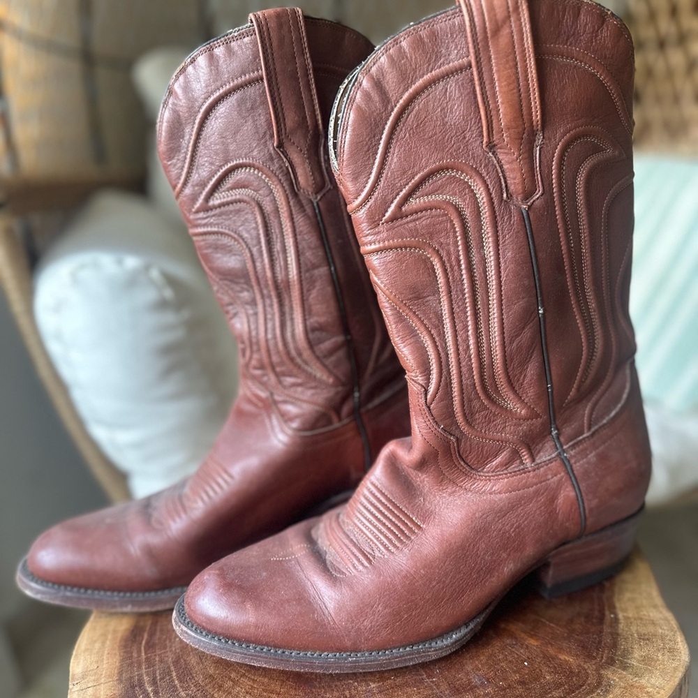 Men’s Tecovas Rich Brown Leather Western Boots Sz 8D